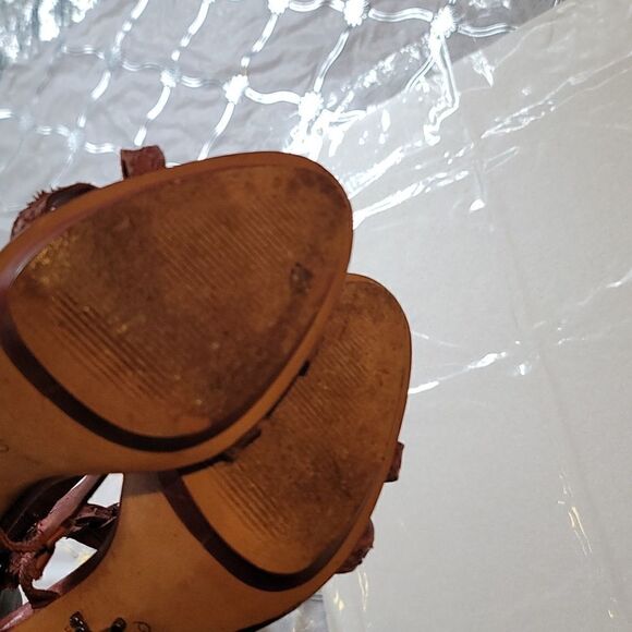 SCHUTZ  Red Leather Strappy Heeled Sandals - Picture 10 of 13